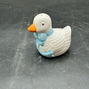 Ceramic goose Duck salt or pepper shaker with Blue Accents
